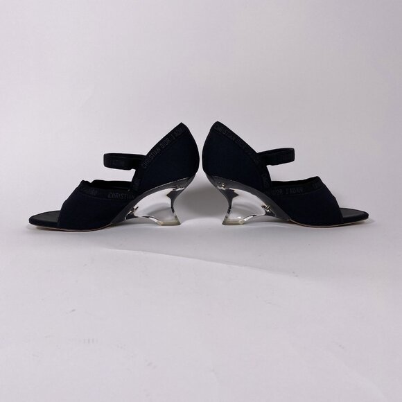 CHRISTIAN DIOR Runway Black with Clear Wedge Heel - Picture 5 of 12